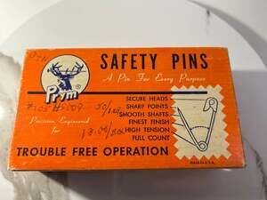 Rare Vintage USA Prym Safety Pins Brass Size 00 Gilt Gold Plated 10 Gross